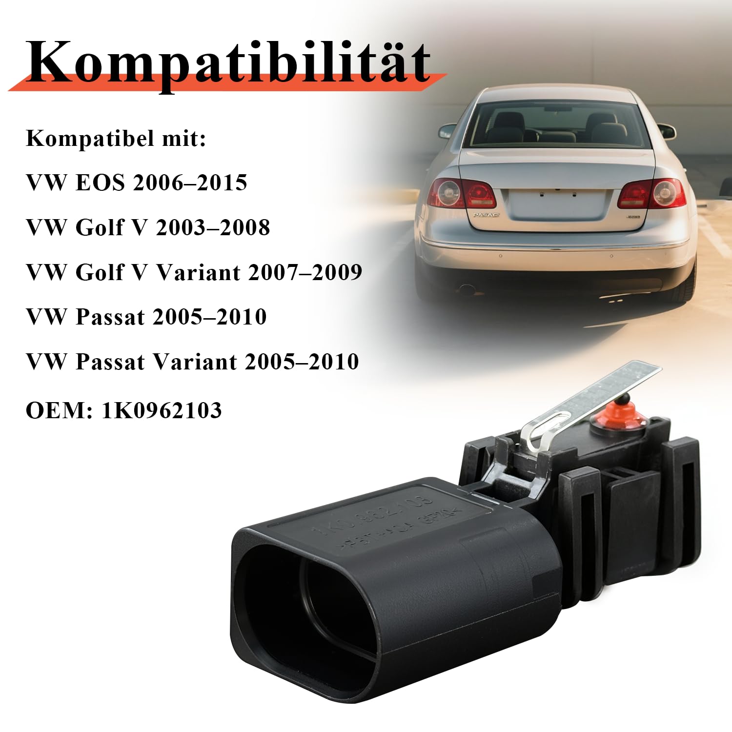 Przełącznik bagażnika Kompatybilny z Golf 5 EOS 2004–2008, Passat 2006–2008, 1K0962103