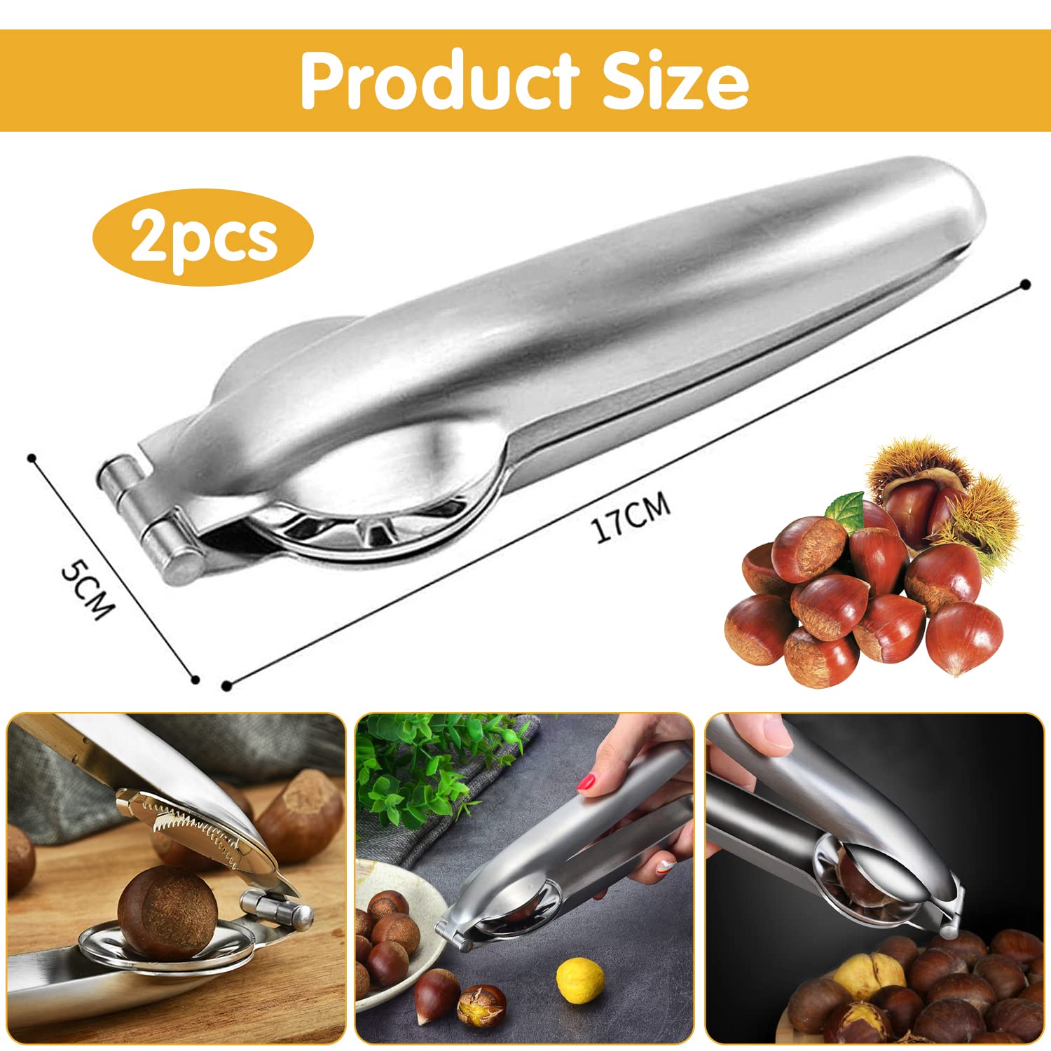 Ouvre Chataigne STFYUG , Pince A Chataigne, Epluche Chataigne, Pince Chataigne, , Eplucheur Chataigne Multifonctionnel, Pour Les Noix,Amandes, Fruit De Mer Ou Autres Noix (B Coupe Chataigne