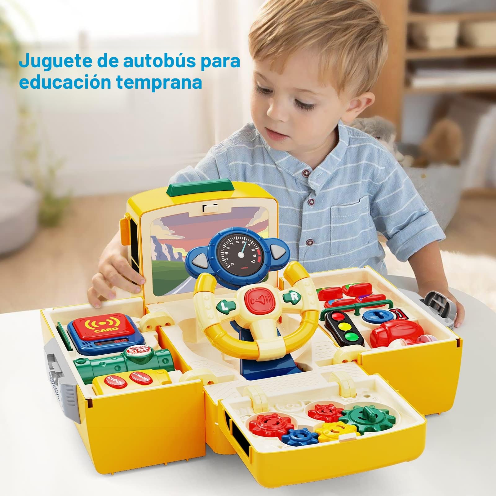 HONGTUO Juguete Autobús Escolar con Sonido y Luz, Juguetes para Niños Pequeños con Música Juguetes Autobús, Regalo para 3-5 Niños y Niñas