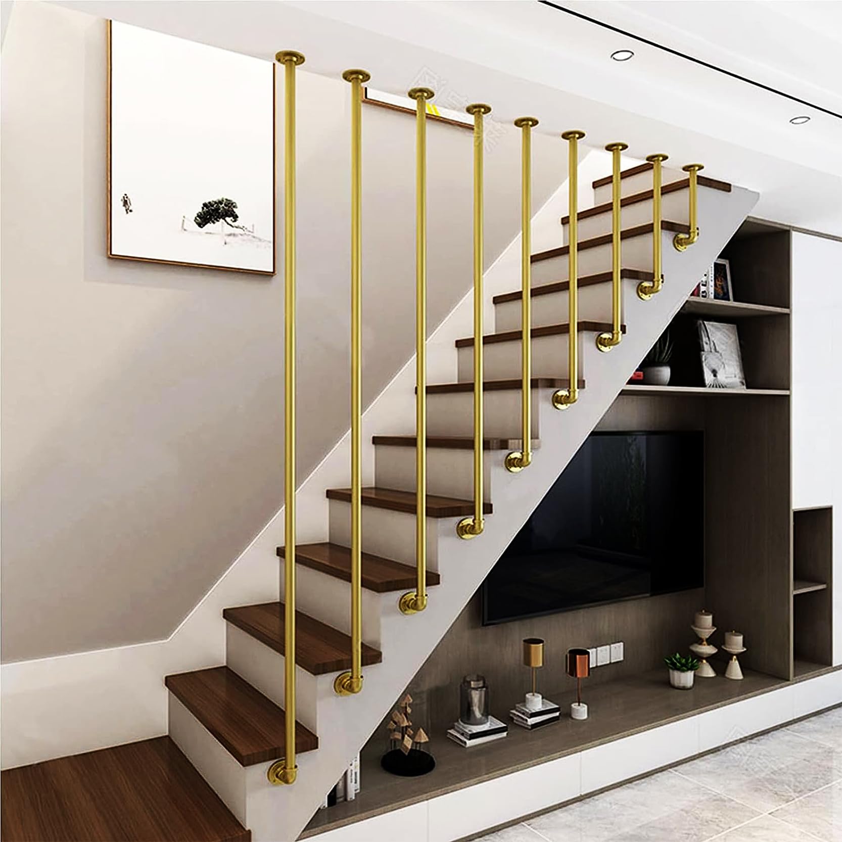 Garde-corps anti-chute pour couloir et escalier extérieur rampe en fer forgé rond