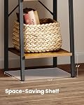 Hzuaneri Étagère, Bibliothèque de bibliothèque, Rangement en coin avec étagère 2 Crochets pour le bureau d'intérieur, salon, cuisine, chambre à coucher, industrielle, 5-Tier Marron rustique BC03201B