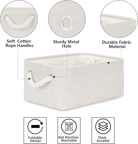 Vista 99 de Bidtakay Canastas pequeñas de almacenamiento de lona con asas [6 unidades] Contenedores de almacenamiento de tela azul marino de 11.8 x 7.8 x 5