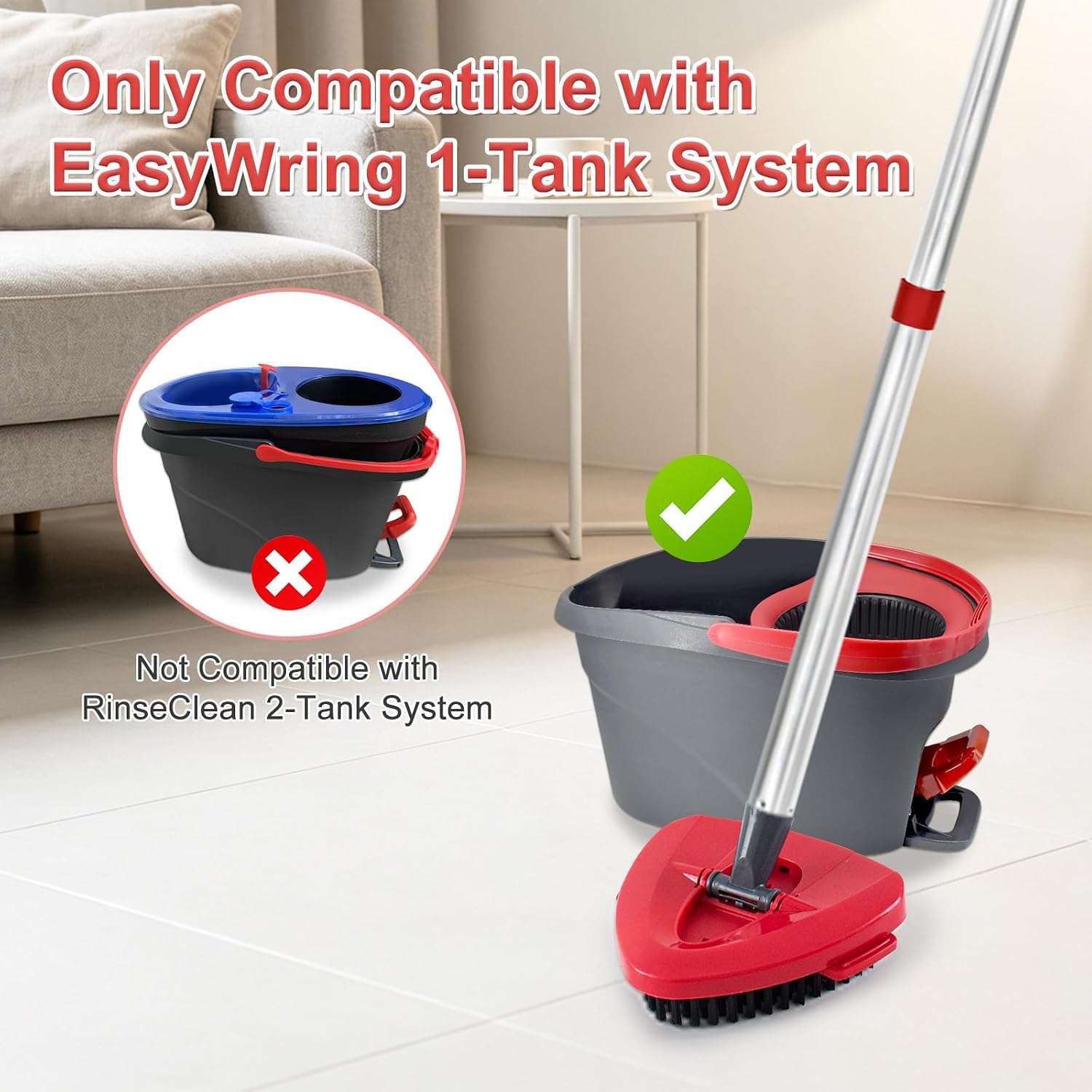 Mop Handle & Mop Base for Ocedar Mop Handle for O Cedar Spin Mop Replacement Handle for O Cedar, 4 Section 30" to 58" Mop Handles & Base for Ocedar Spin Mop & H2pro Flat Mop, Ocedar Mop Stick Mop Pole