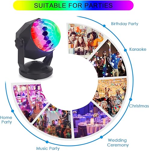 Miniatura 5 de Luces de discoteca con control remoto luces de discoteca activadas por sonido 7 modos alimentado por USB lámpara estroboscópica RGB para el hogar