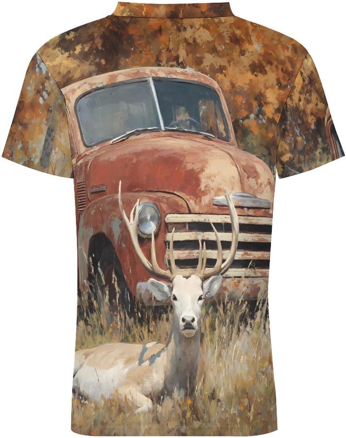 Old Truck Deers Autumn Forests Personalized Soccer Jersey Mens T-Shirts Sports Tops