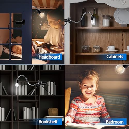 Miniatura 7 de Soporte de lámpara con clip de escritorio, enchufe de luz E27, lámpara con clip de cuello de cisne, soporte de lámpara de escritorio con interruptor