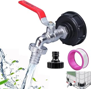 Adaptador de Depósito IBC, 3/4" S60X6 Grifo Jardín de Latón, Adaptador Bidon 1000 L, Adaptador de Tanque IBC, IBC Tank Tap Adapter para Conectar a la Salida de Depósito Agua