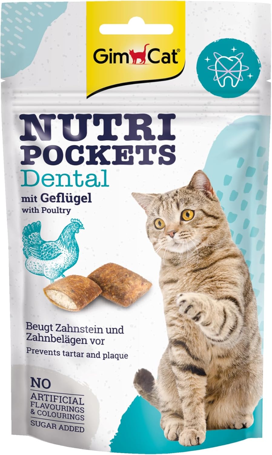 GimCat Nutri Pockets Dental Crispy Cat Snack with Creamy Filling and Functional Ingredients 1 Bag (1 x 60 g)