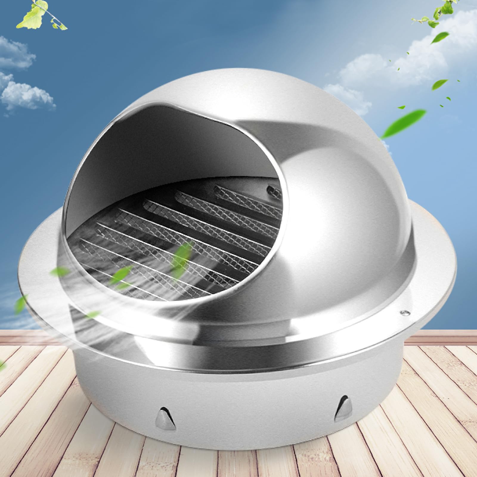 Tapa de chimenea de acero inoxidable 304, cubierta de lluvia para tubo de escape, tapa de ventilación de pared externa, rejilla de parabrisas para campana extractora, protección duradera