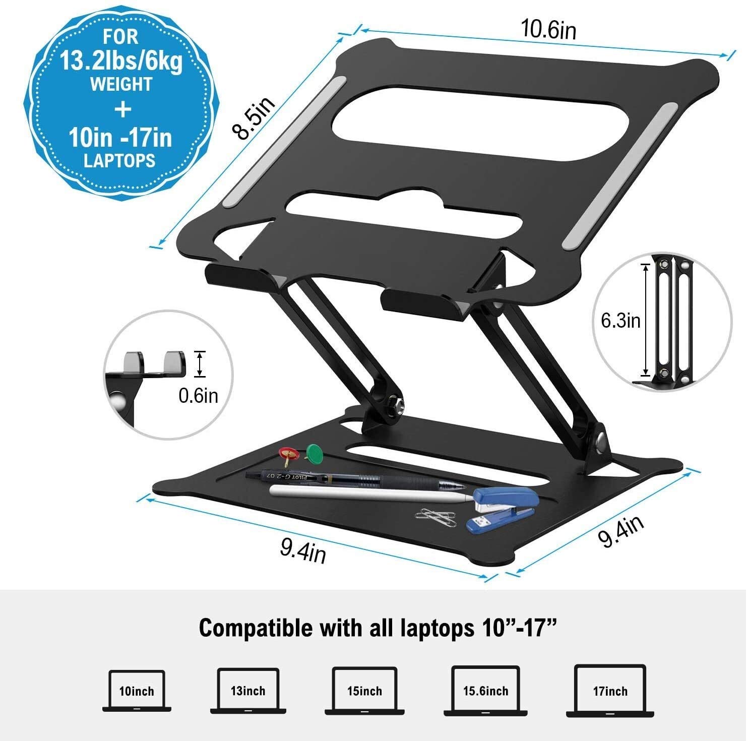 Supporto for Laptop da scrivania, Supporto for Laptop Regolabile, Supporto ergonomico for Computer Portatile