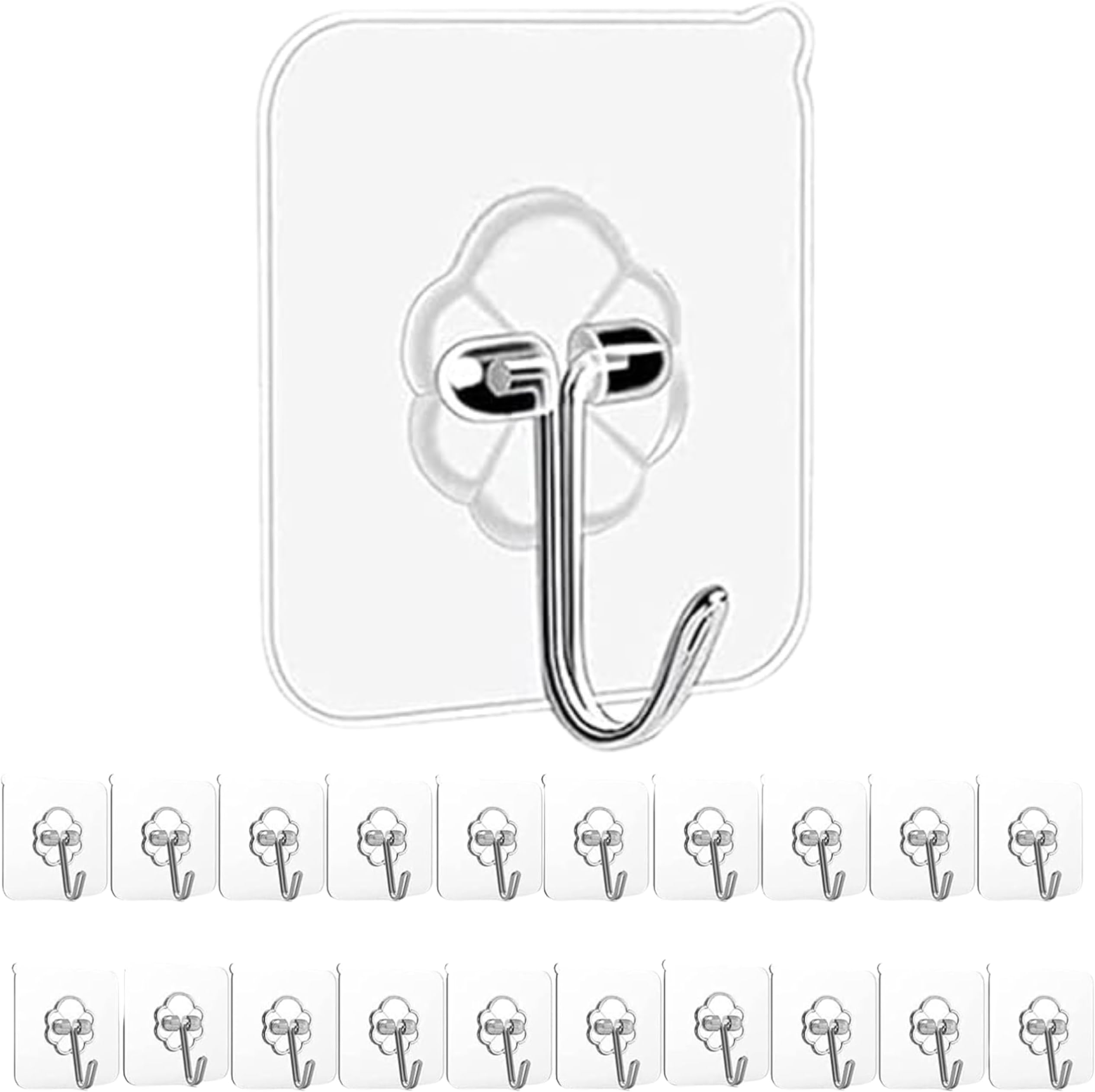 VALTARA Adhesive Wall Hooks for Hanging, 30-Pack Heavy Duty Strong Hooks Holds Up to 8kg, Self Sticky Waterproof, Reusable Hooks for Bathroom, Kitchen, Home Improvement Utility Hooks (Moveable Hook)