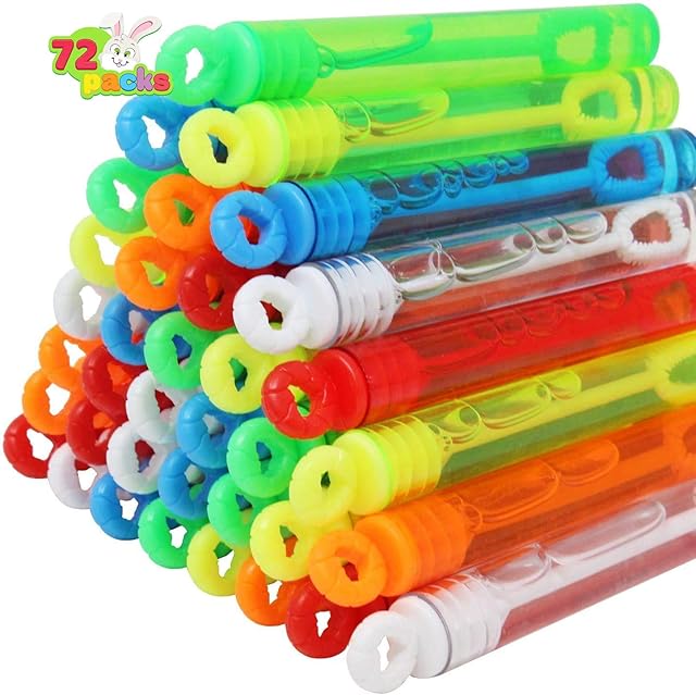 JOYIN 72 Mini Bubble Maker Wands; Circle & Heart Shapes for Kids Photo Prop Decorations, Wedding Engagement Anniversary Classroom Party Favors Décor, Basket Stuffers