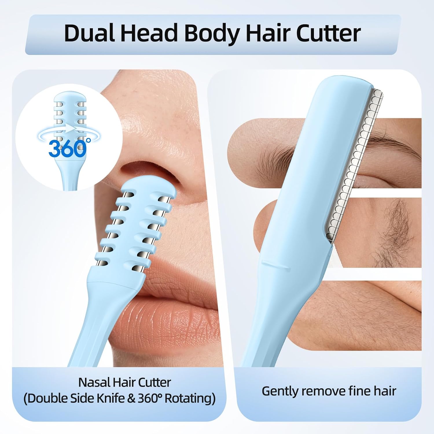 9PCS Nose Hair Cutter & Eyebrow Razor, 2-in-1 Hair Trimming Tool for Nasal Hair & Eyebrow Trimming, Double-Sided Nose Hair Trimmer, Facial Razor for Men and Women, Easy Cleaning, Compact for Travel