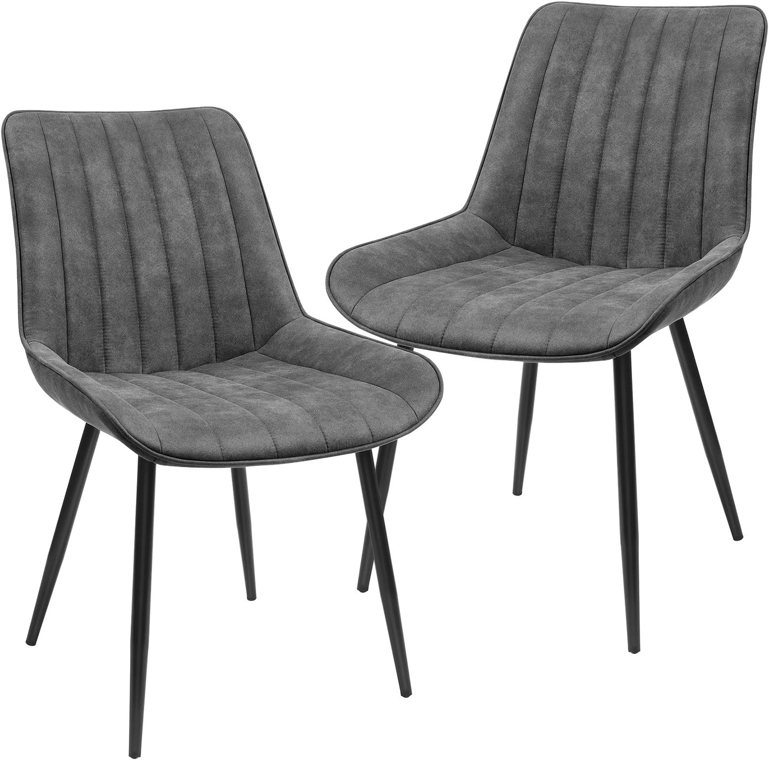 SONGMICS LDC087G03 Chaise de salle à manger, cuisine, en velours, rembourrée, avec accoudoirs, charge maximale 120 kg, pieds en métal, pour salle à manger, cuisine, gris clair et noir d'encre