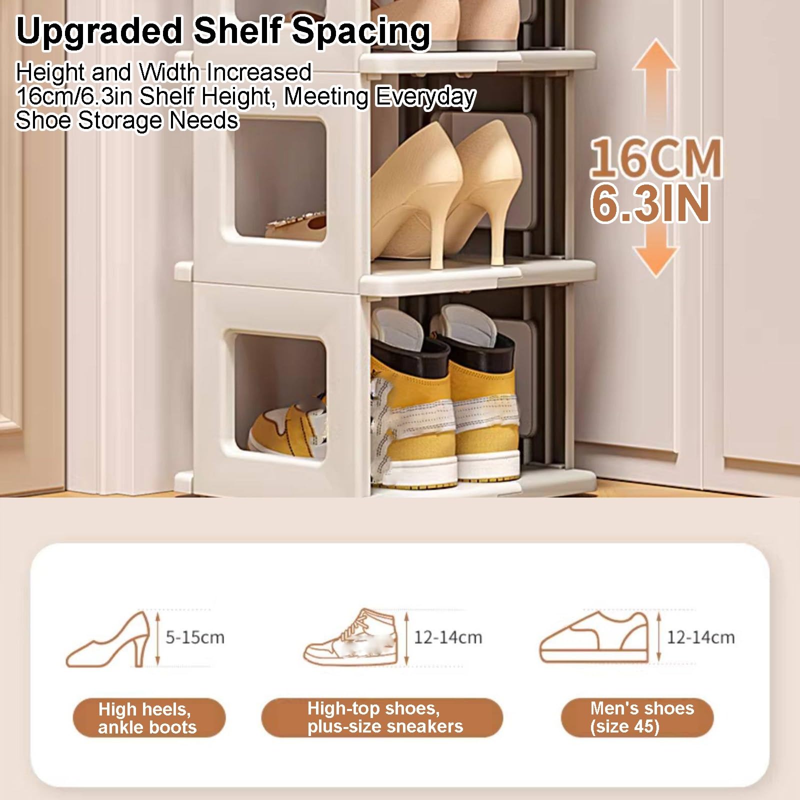 Scarpiera salvaspazio sottile in PP a 5/7 ripiani per ingresso, soggiorno, bagno, design compatto (26 x 27 x 75 cm)