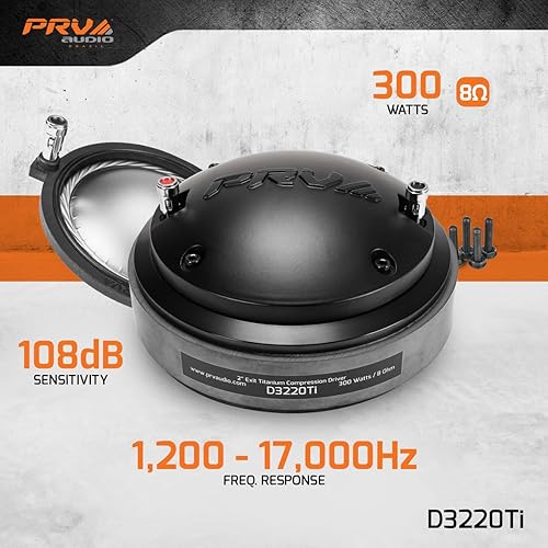Miniatura 8 de PRV AUDIO D3220Ti-Nd - Controlador de compresión de audio RMS Pro de 2 pulgadas de salida de neodimio de titanio de 220 vatios RMS Pro de 3 pulgadas