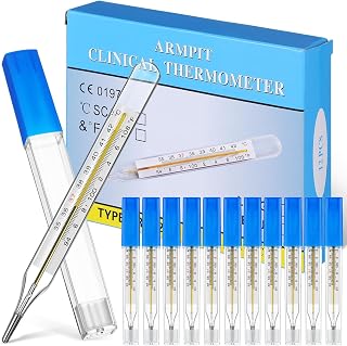 TOYANDONA 12 Pack Glass Thermometers for Adults - Dual Scale Celsius Fahrenheit Accurate Family Temperature Tools