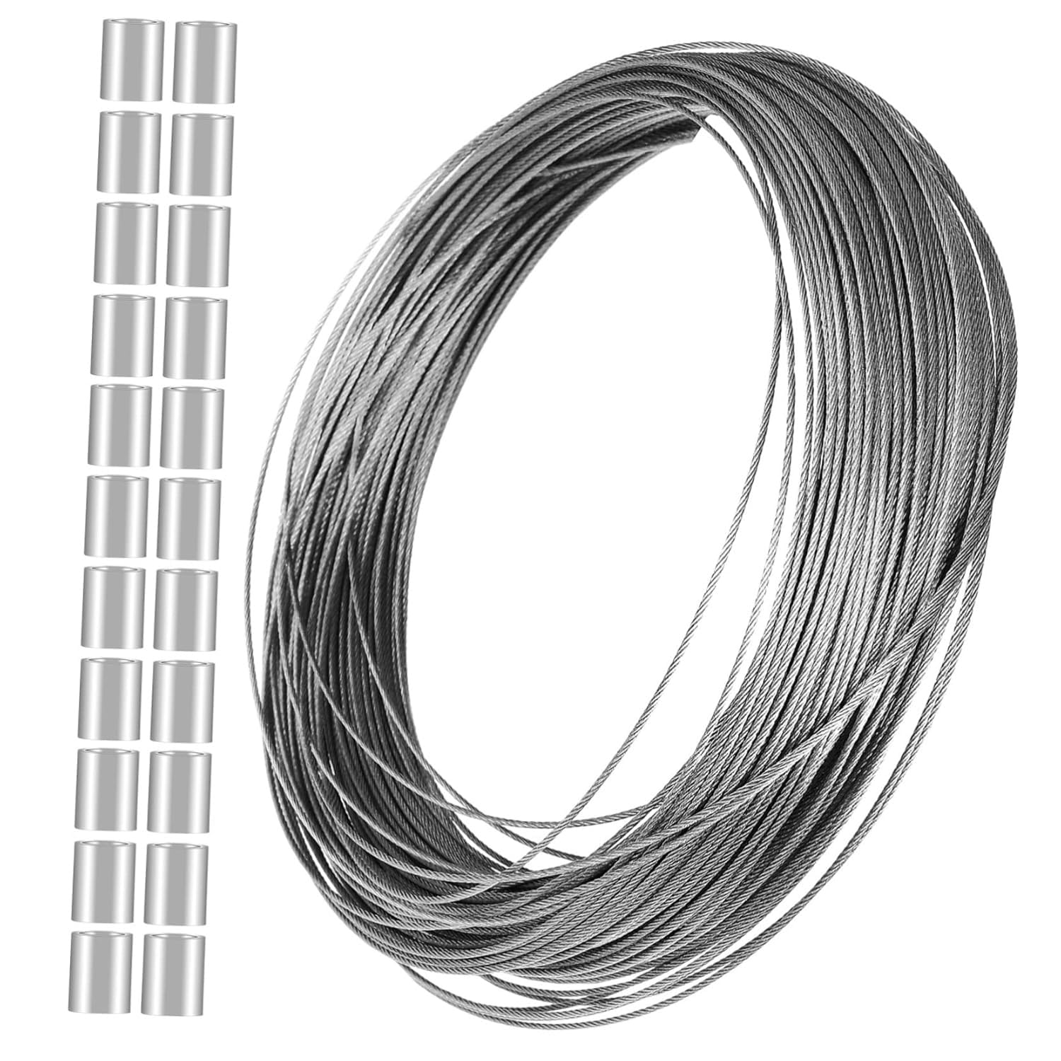 Cavo Metallico in Tipo Acciaio per recinzione giardino, 2mm Kit di cavi in acciaio inossidabile con 7x7 Strand Core - metallo giardino filo(20M/65.6ft)