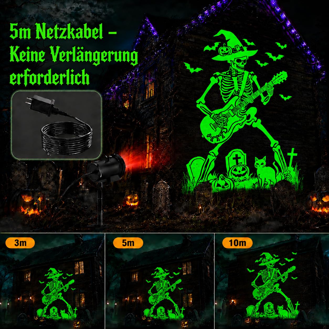 Weihnachten Deko Outdoor Innen, 3D Dynamische Halloween Projektor