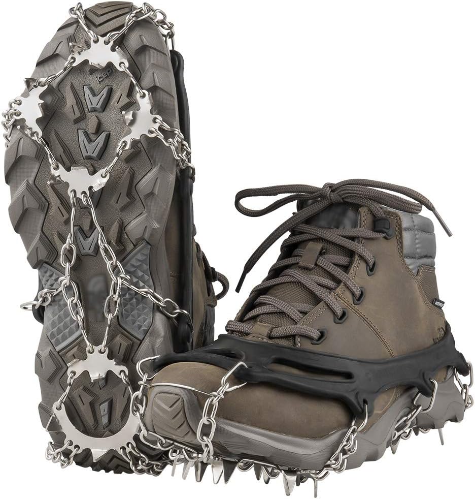 Terra Hiker 18 Teeth Crampons, Ice Grips for Shoes and Boots (Black, Fit 42-47 Sizes)