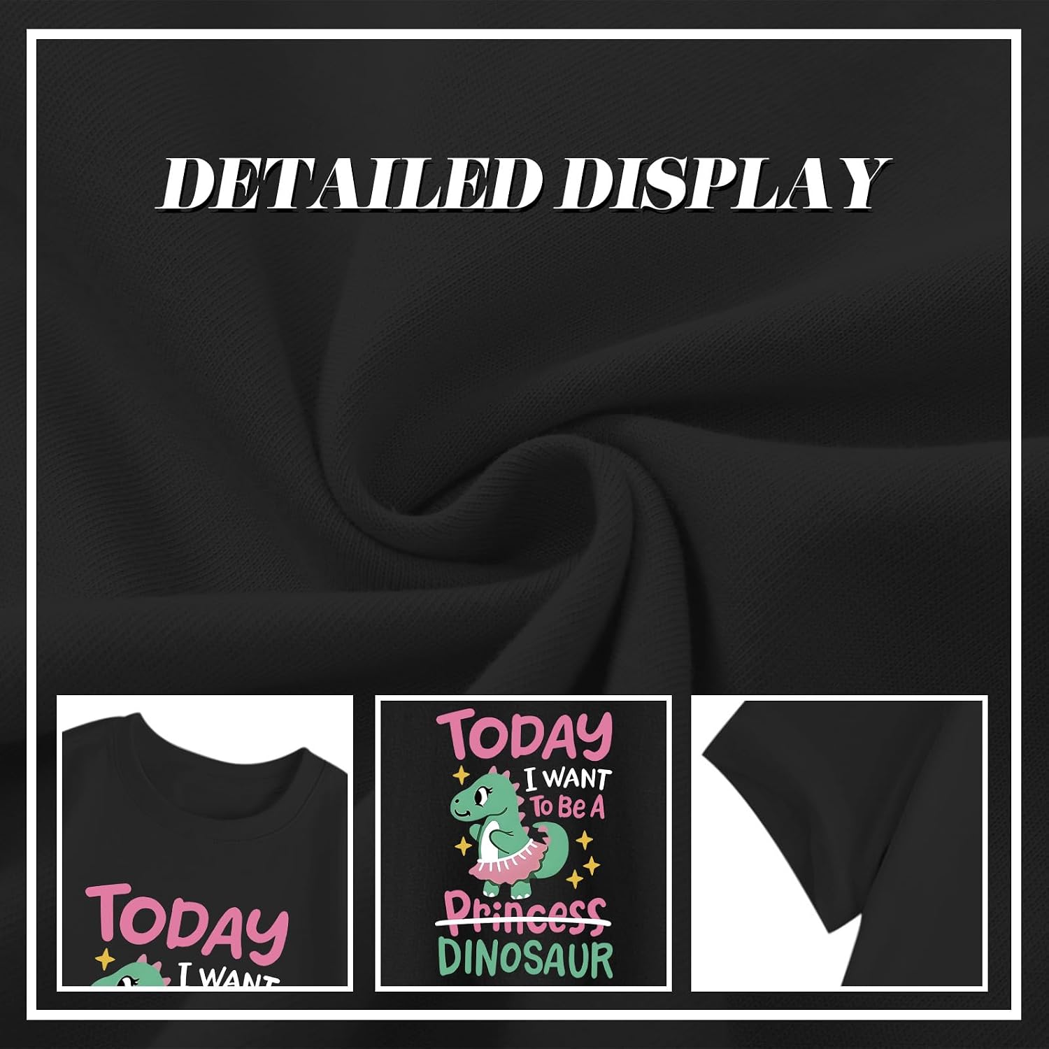 KIEKIECOO Cute Dinosaur Shirts for Girls Funny Graphic Tees Dino Kawaii Cartoon Shirt Cotton Animal Gifts Casual Summer Tops