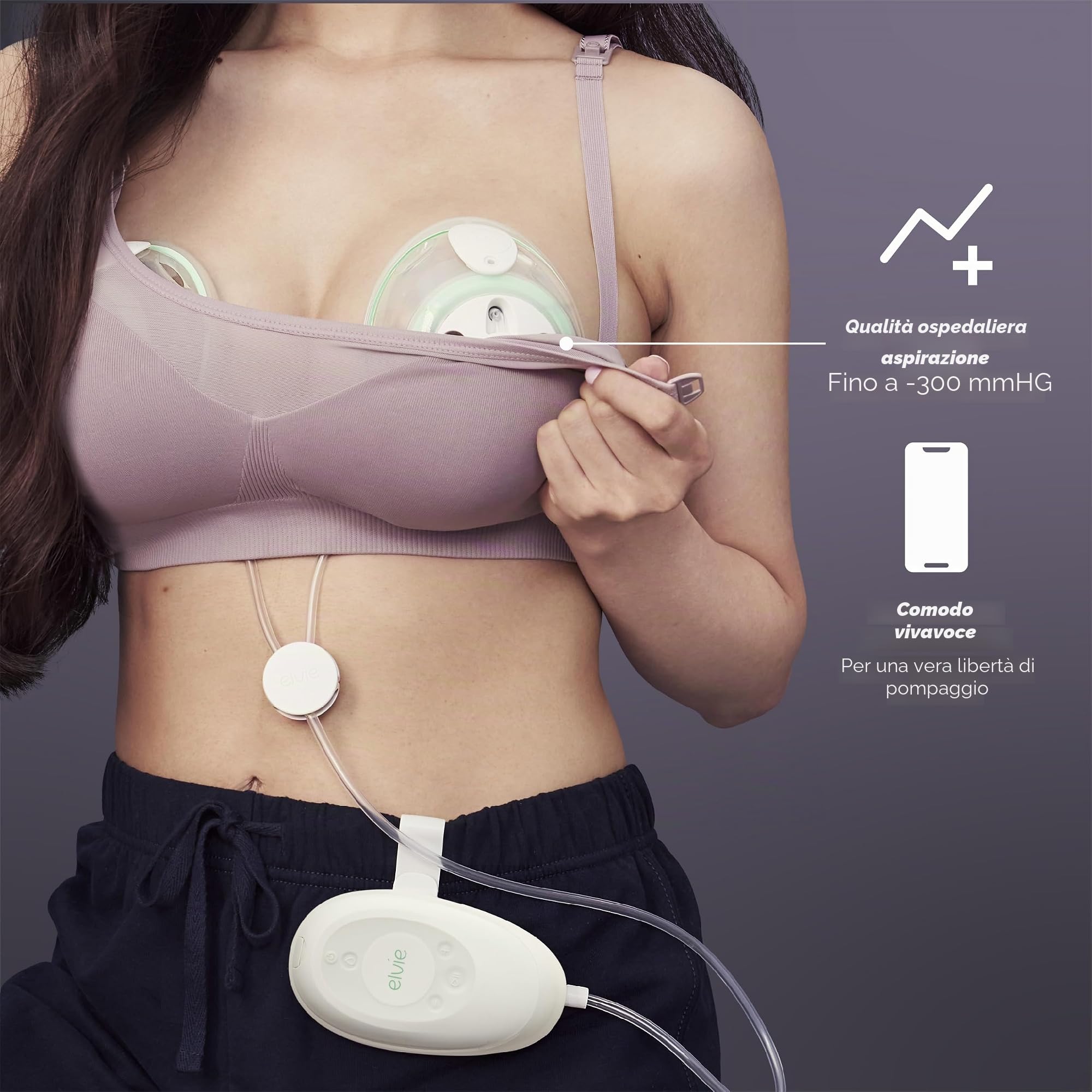 Elvie Stride Hospital-Grade Tiralatte controllato da app | Tiralatte elettrico ultra silenzioso indossabile a mani libere con 2 modalità 20 impostazioni e 5 once Capacità per tazza