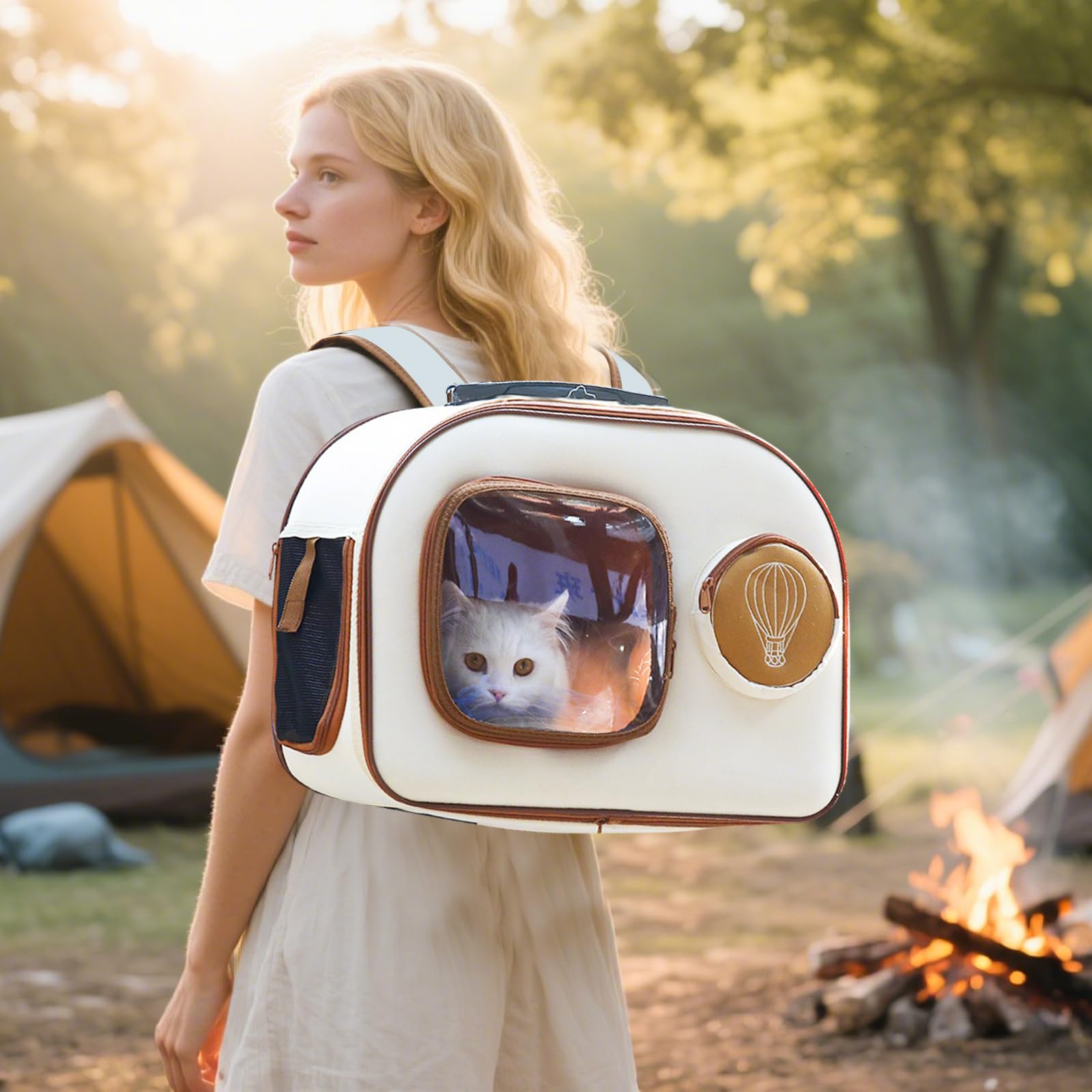 PETCUTE Transportín para Mascotas con Ruedas,Mochila para Gatos con Ruedas,Mochila para Perros con Asa Telescópica,Correa para Hombro,Carga de 6 kg,para Viajar en Tren/Automóvil/Restaurante/Avión