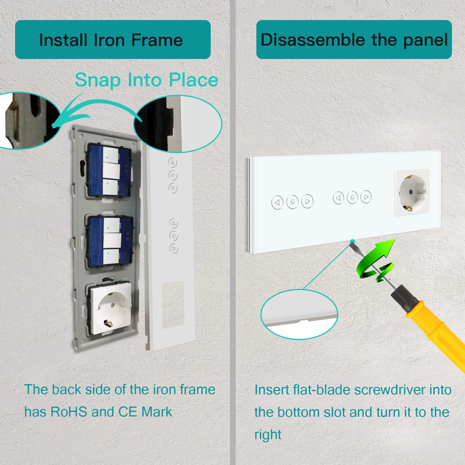 BSEED 16Amp Normal Steckdose mit Doppelt Smart Alexa Dimmer Lichtschalter Glas Wifi Touch Dimmerschalter (Neutrale Leitung benötigt)1 Fach 1 Weg, Kompatibel mit Tuya/Google Home/SAMRT LIFE Weiß