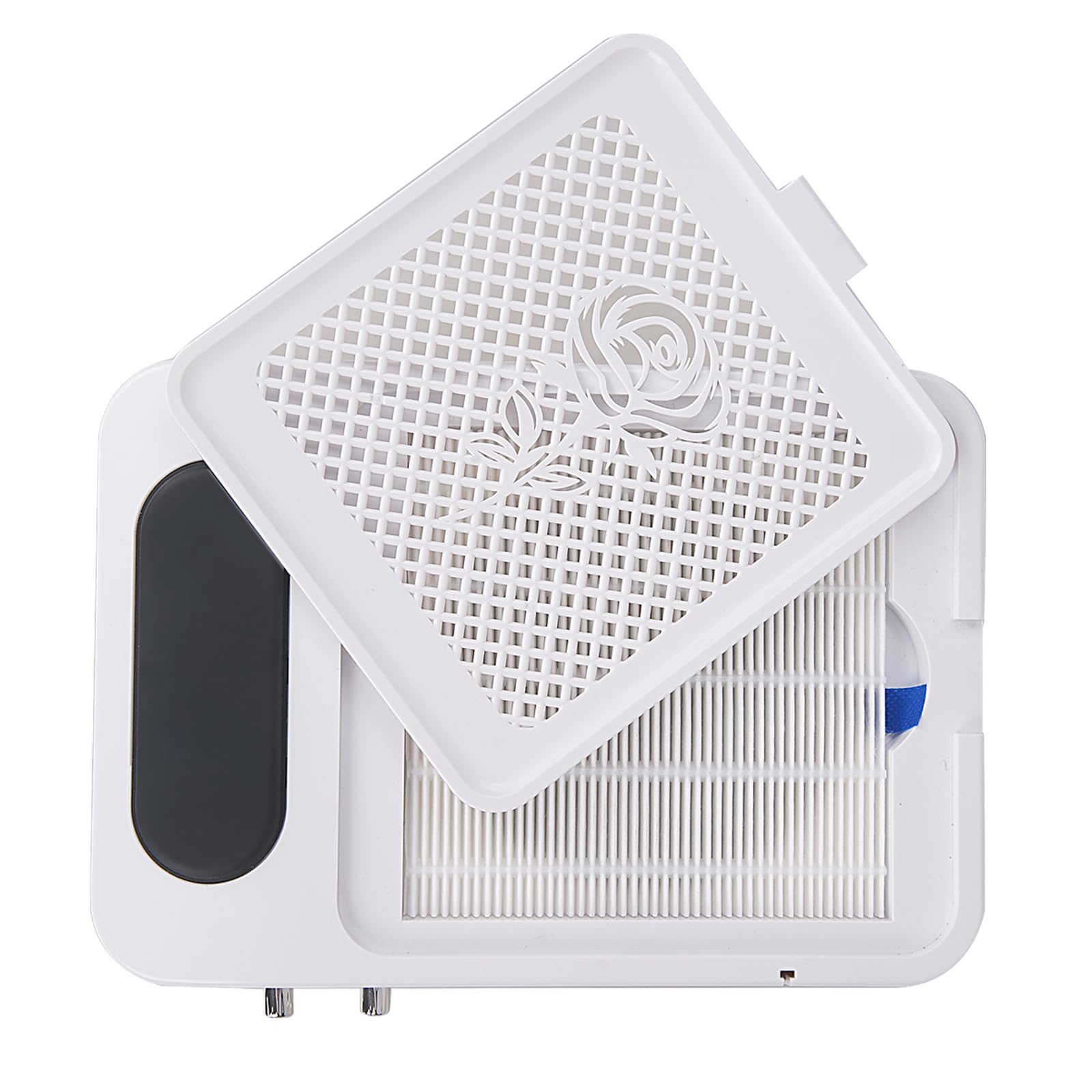 60W Aspirateur Ongle 5 en 1 Professionnel, Onglerie Collecteur de Poussière Faible Bruit, Aspiration Réglable, Pour la Manucure au Salon ou à la Maison(Blanc)