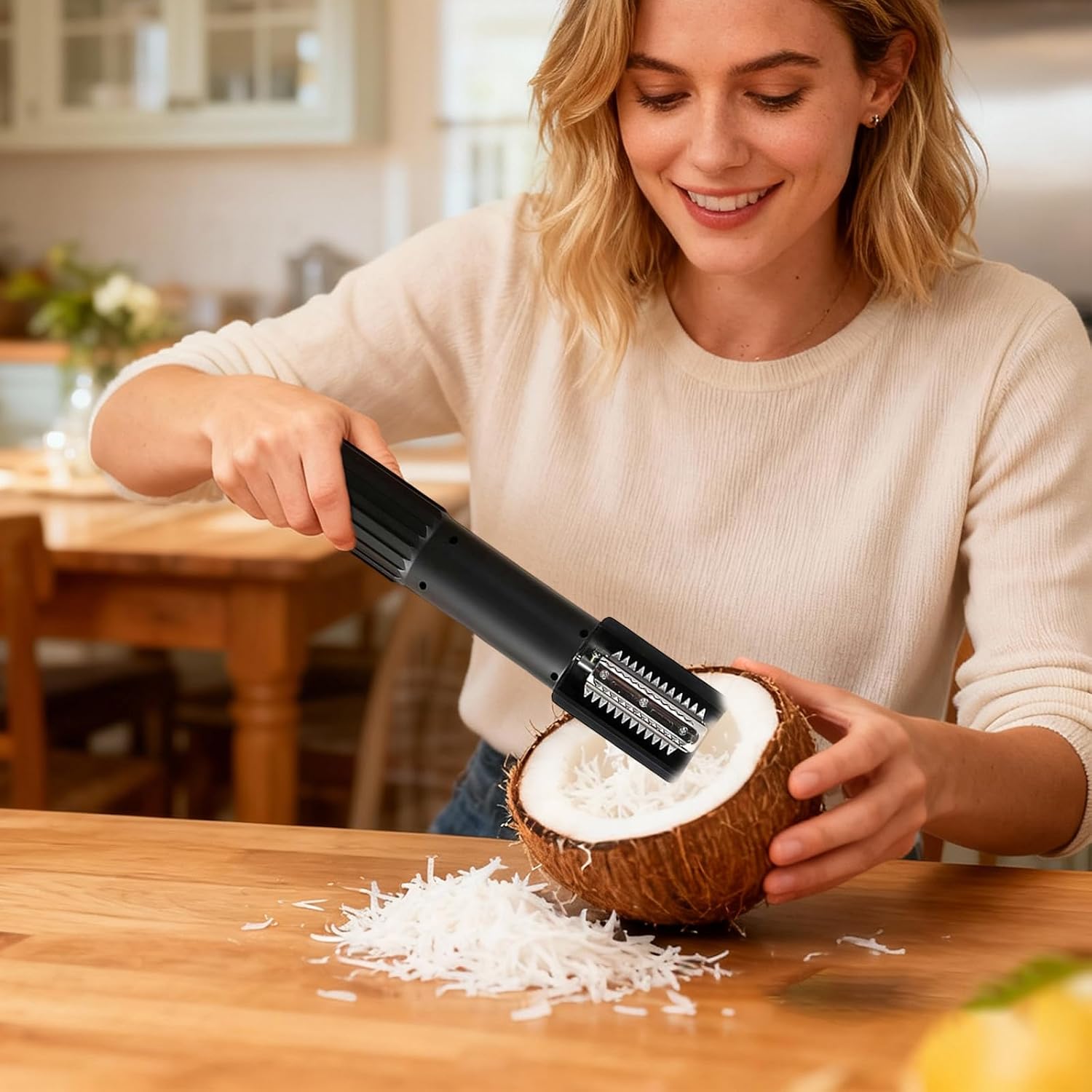 Handheld Coconut Shredders Electric Grater Machine with Stainless Steels Rotating Portable Peeler Scrapers