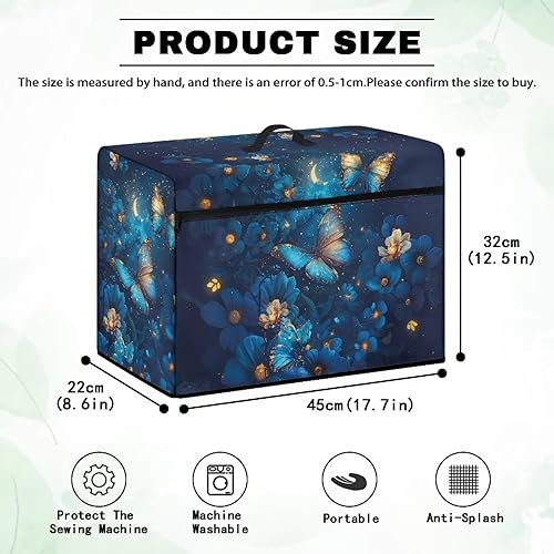 Miniatura 165 de Mumeson Cubierta antipolvo para máquina de coser de gatos negros con flores, para la mayoría de máquinas de coser estándar, plegable, duradera