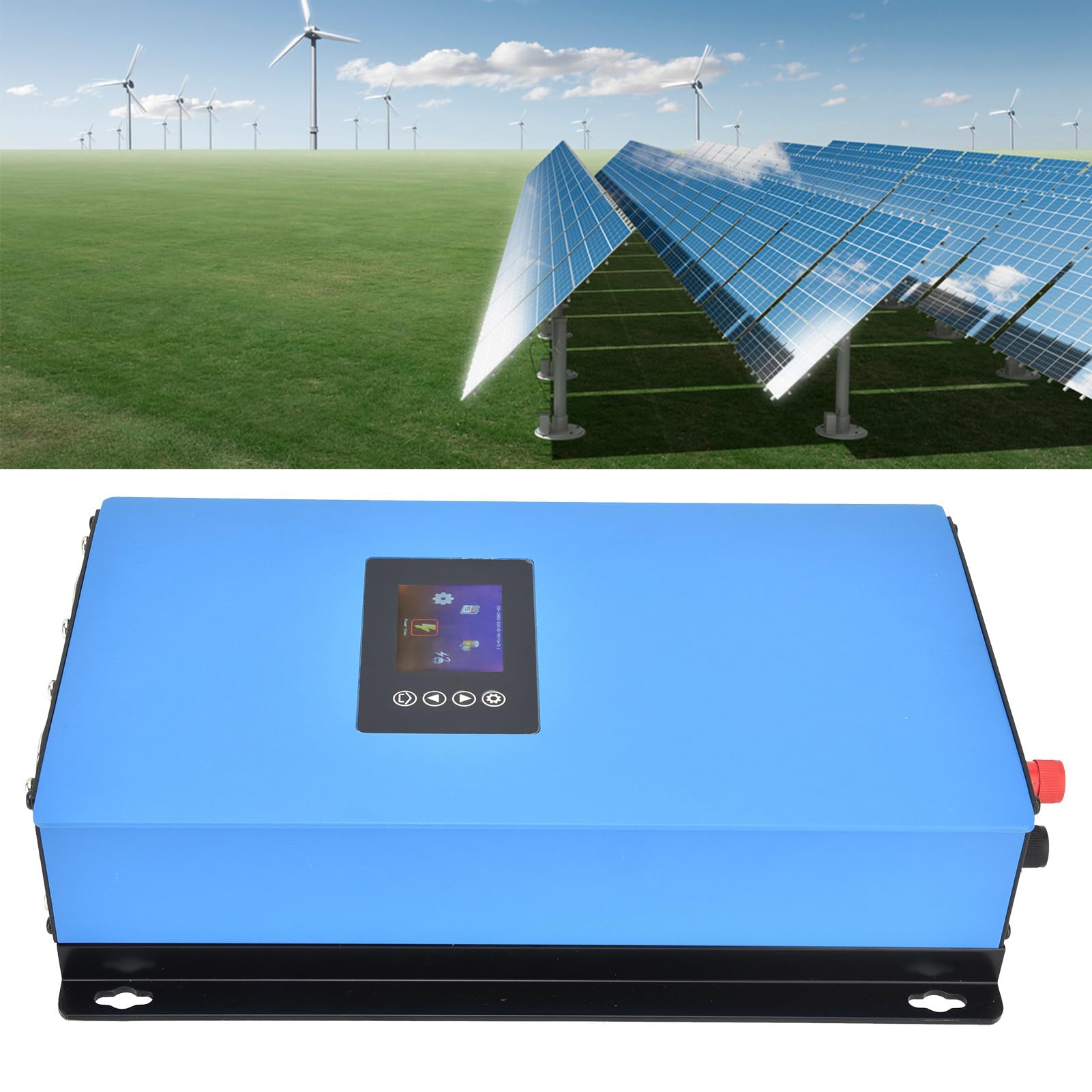 Fafeicy Solar-Wechselrichter, 1000 W, Netzkopplung, Hoher Wirkungsgrad 99%, mit LCD-Begrenzer für Batterieentladung von PV-Panels zu Hause, 110 V Automatische Spannungserkennung (45-90VDC)