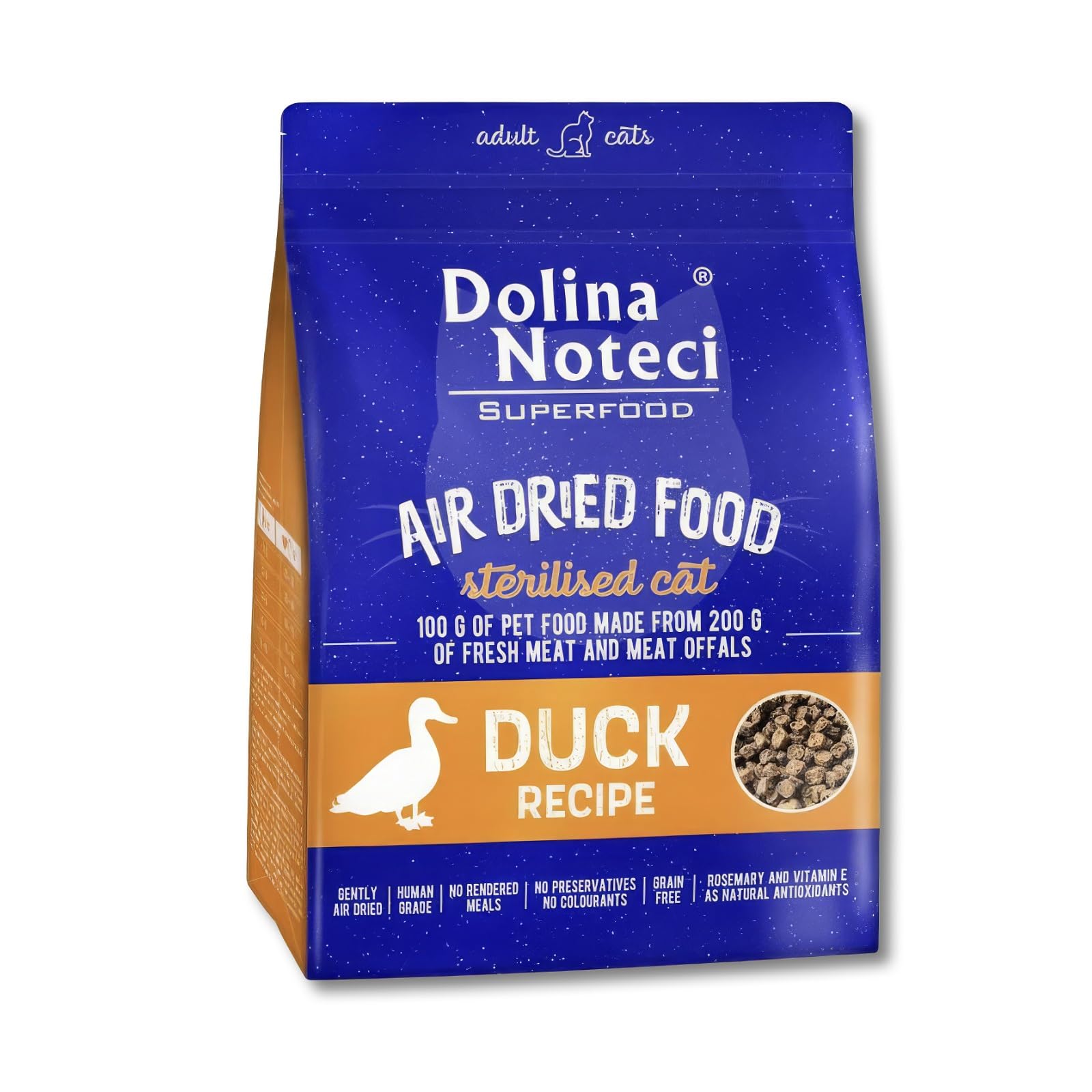 Cat Food Air Dried -SUPERFOOD- Complete Nutrition Food for Adult Cats with High Meat Content and Natural Ingredients - Dolina Noteci