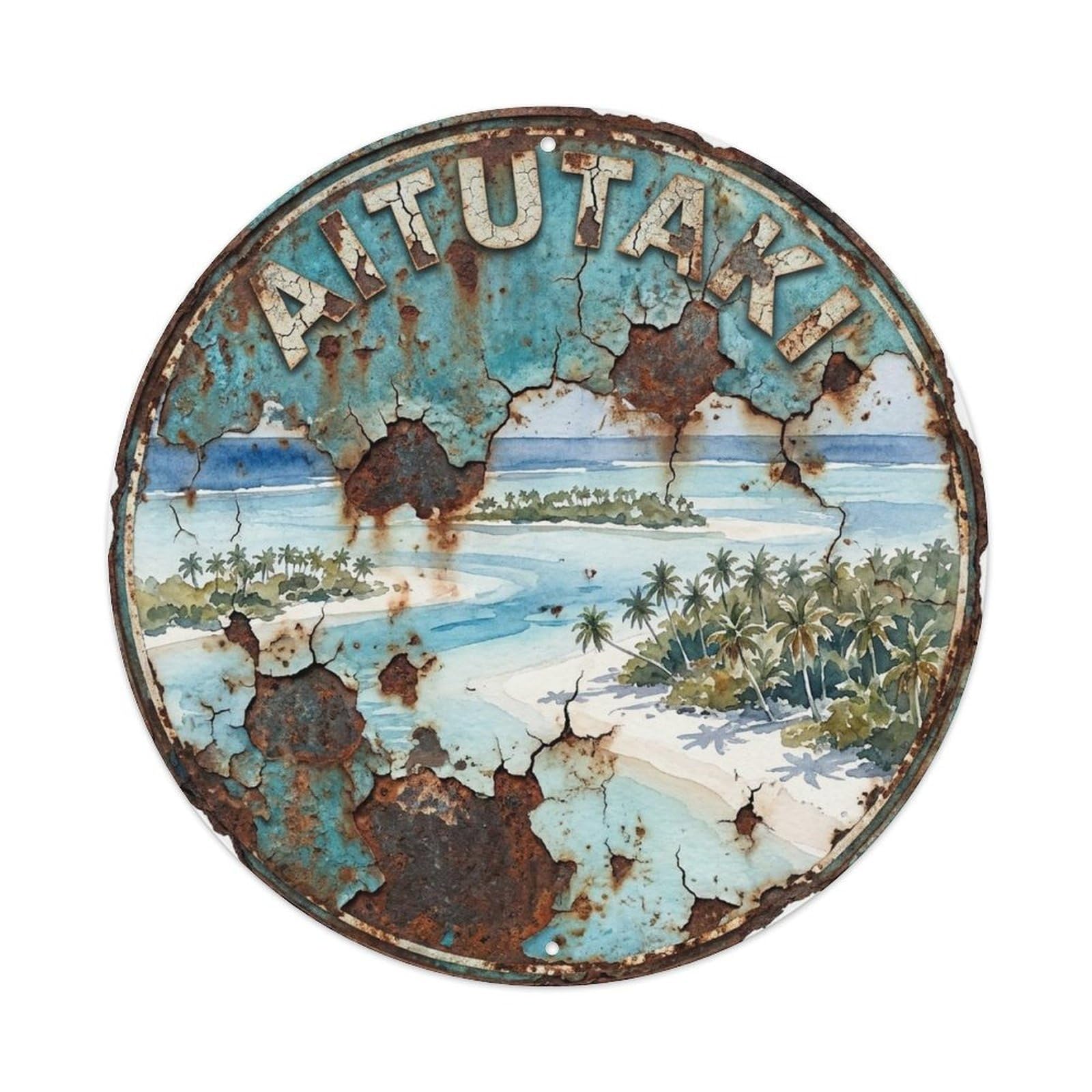 Olyhtr 8X8inch Classic Style Travel Retro Cook Islands Aitutaki Pacific Island Metal Tin Sign