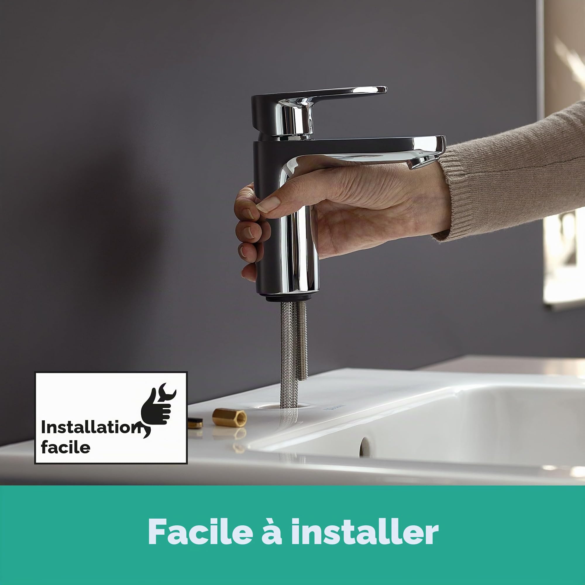 hansgrohe Vernis Blend Mitigeur de lavabo 100 sans tirette ni vidage, chromé, 71580000