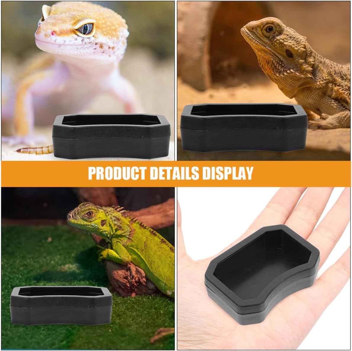 20pcs Reptile Feeding Bowls and Terrarium Water Dishes for Small Lizards Gecko Bearded Dragon Turtle Terrarium Accessories Black