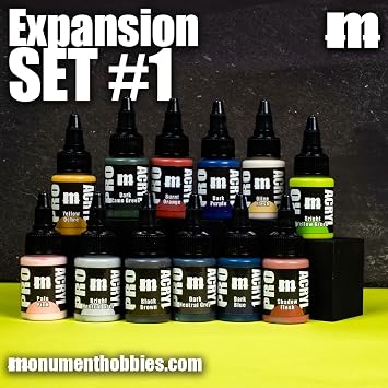 Monument Hobbies PRO Acryl 22ml Acrylic Paint Set - Miniature Paint for Wargames - Non Toxic Acrylic Paint Compatible with Both Brush and Airbrush Painting Techniques - Expansion Set 1