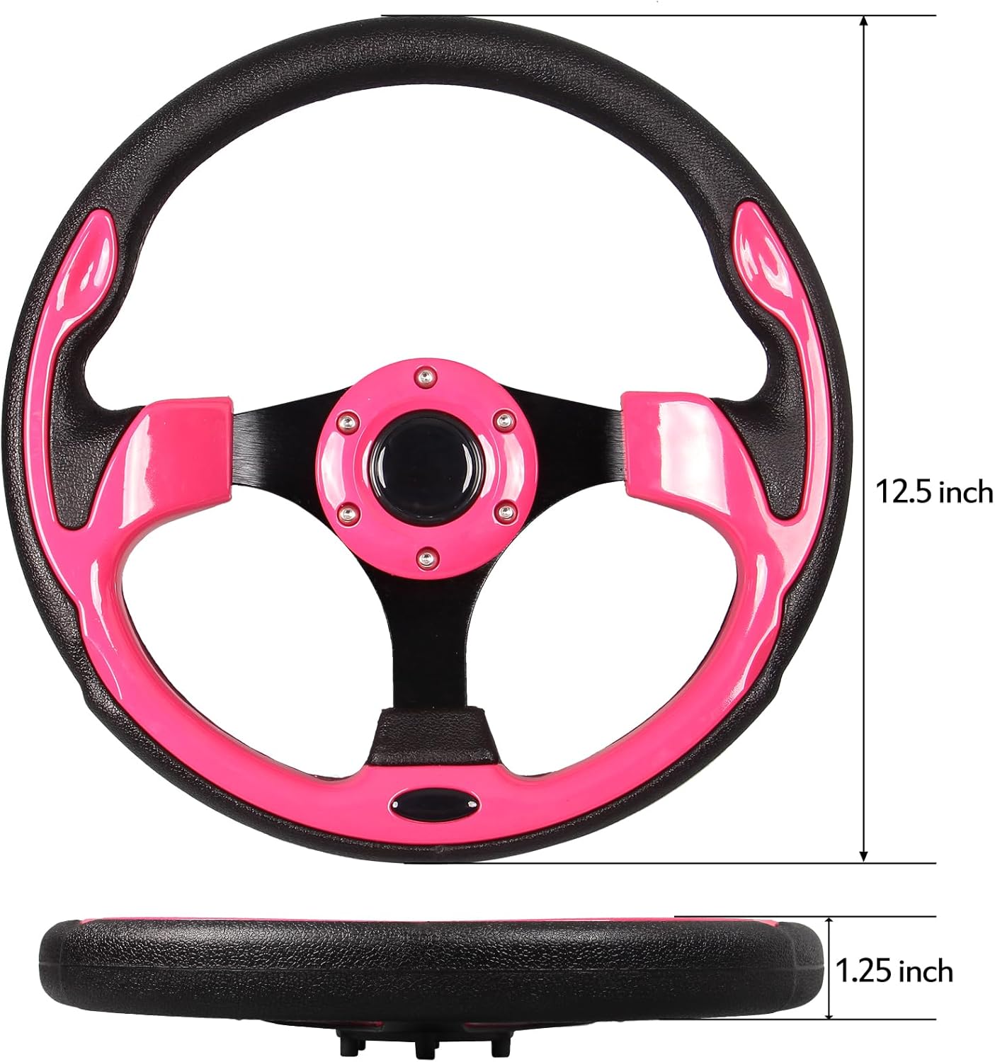 12.5 inch Pink Golf Cart Steering Wheel with Black Aluminum Frame for Club Car DS and Precedent EZGO RXV & TXT, Yamaha Most Golf Carts…