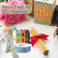 Vista 5 de HLARTNET Cinta adhesiva Washi para el regreso a clases, 12 rollos de cinta adhesiva colorida Washi para el primer día de escuela, calcomanías