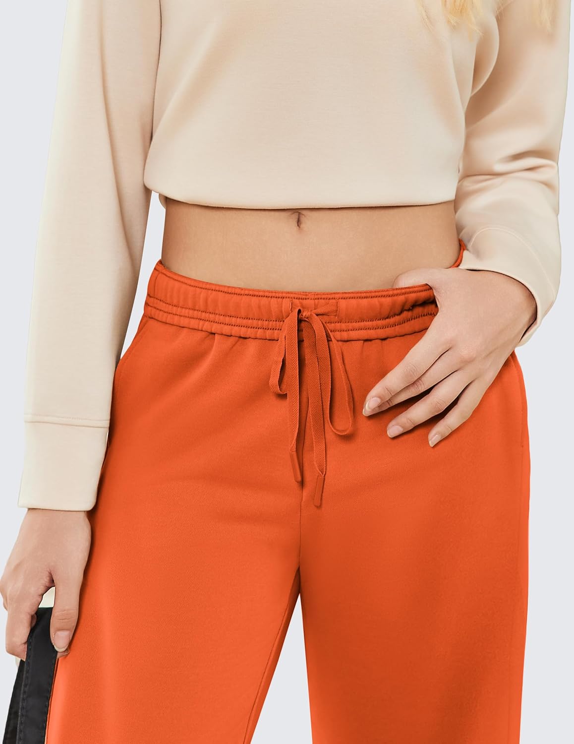 PINSPARK Women's High Waisted Straight Leg Sweatpant Comfy Interior Drawstring Workout Sweat Pants Pocket Fall Casual Pant - Image 2