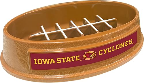 Miniatura 336 de NCAA Super-Bowl Iowa Hawkeyes - Cuenco para perros de alimentación lenta con diseño de fútbol para una digestión saludable. Cuenco antideslizante