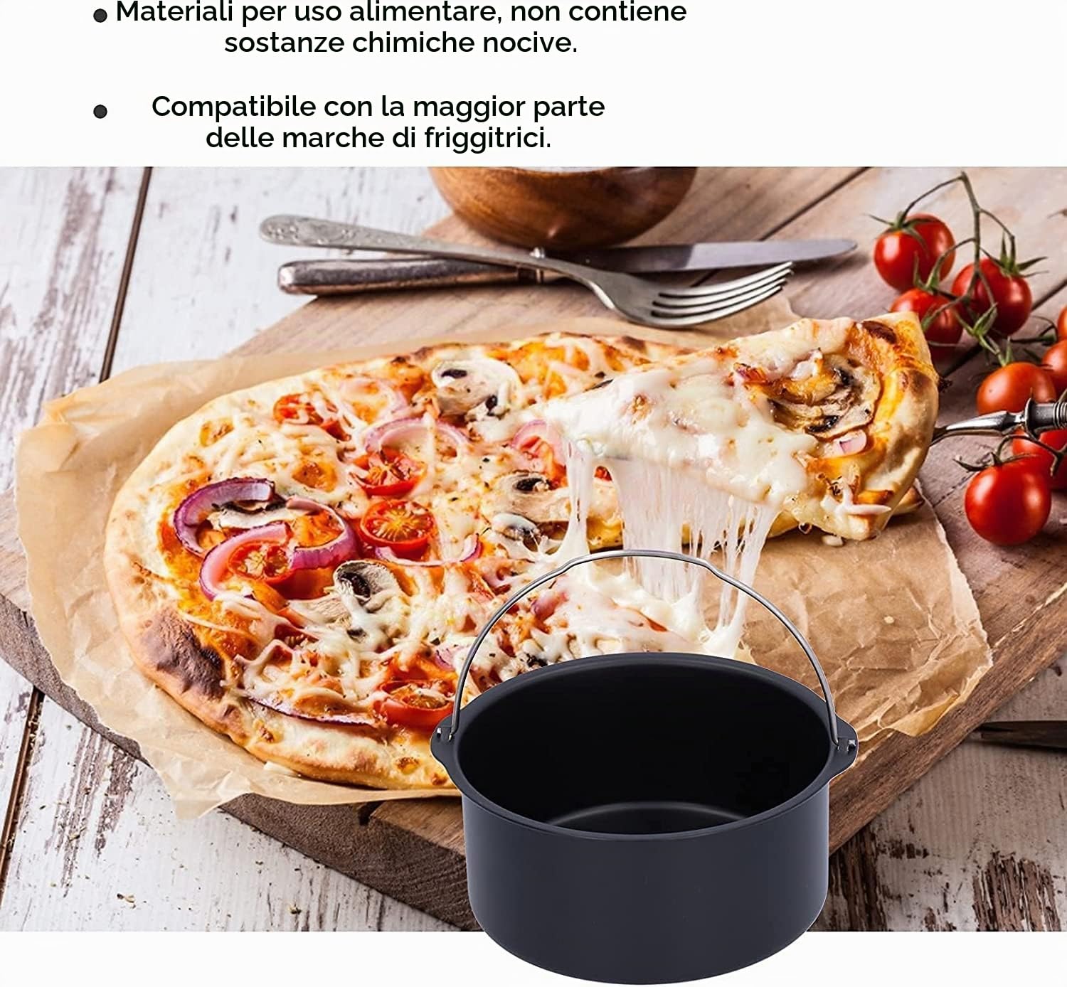 Les-Theresa Barile per Torta, Accessori Friggitrice ad Aria Quadrata Teglia Forno per Cottura del Pane Piatto Pizza Pentola Griglia per Friggitrice Ad Aria HD9925 HD9860 HD9905 01 (22cm)