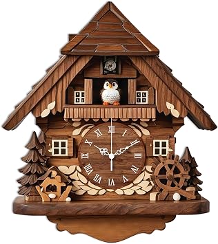 Birdhouse Wall Clock Cuckoo Non-Ticking Clock Irregular Shape Decorative Clocks Flat Printed Wall Clocks for Home Office Decoration, 13.3x14.64 inch