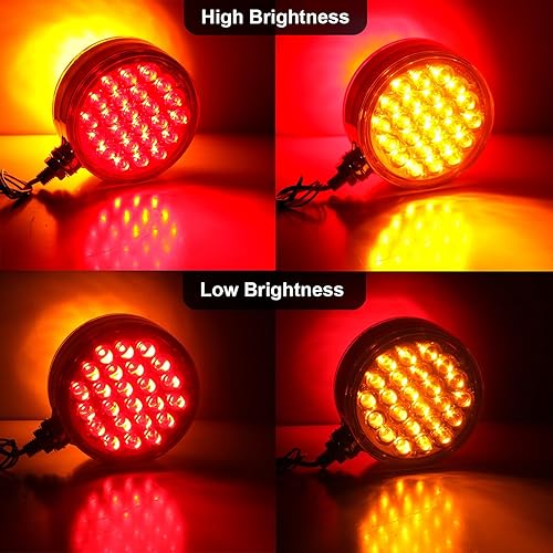 Miniatura 2 de 2 luces LED de doble cara de 4 pulgadas, 48 LED, luces de pedestal de guardabarros LED de doble cara redonda, luces de pedestal para detener la