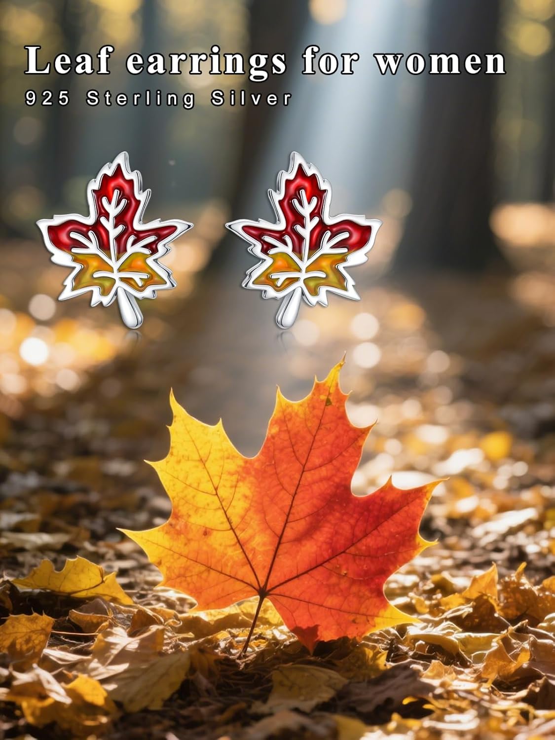 Maple Leaf Earrings for Women 925 Sterling Silver Thanksgiving Earrings stud Thanksgiving Gifts for Women