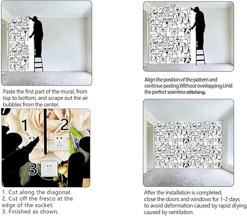 Miniatura 4 de Adhesivo de papel de pared para decoración de pared para dormitorio, apto para bricolaje (31.5 pulgadas de ancho) x 24 pulgadas de alto