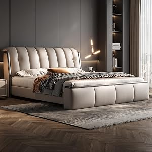 King Size Upholstered Platform Bed Frame with Headboard and Lift Up Storage Wooden Slats Support No Box Spring