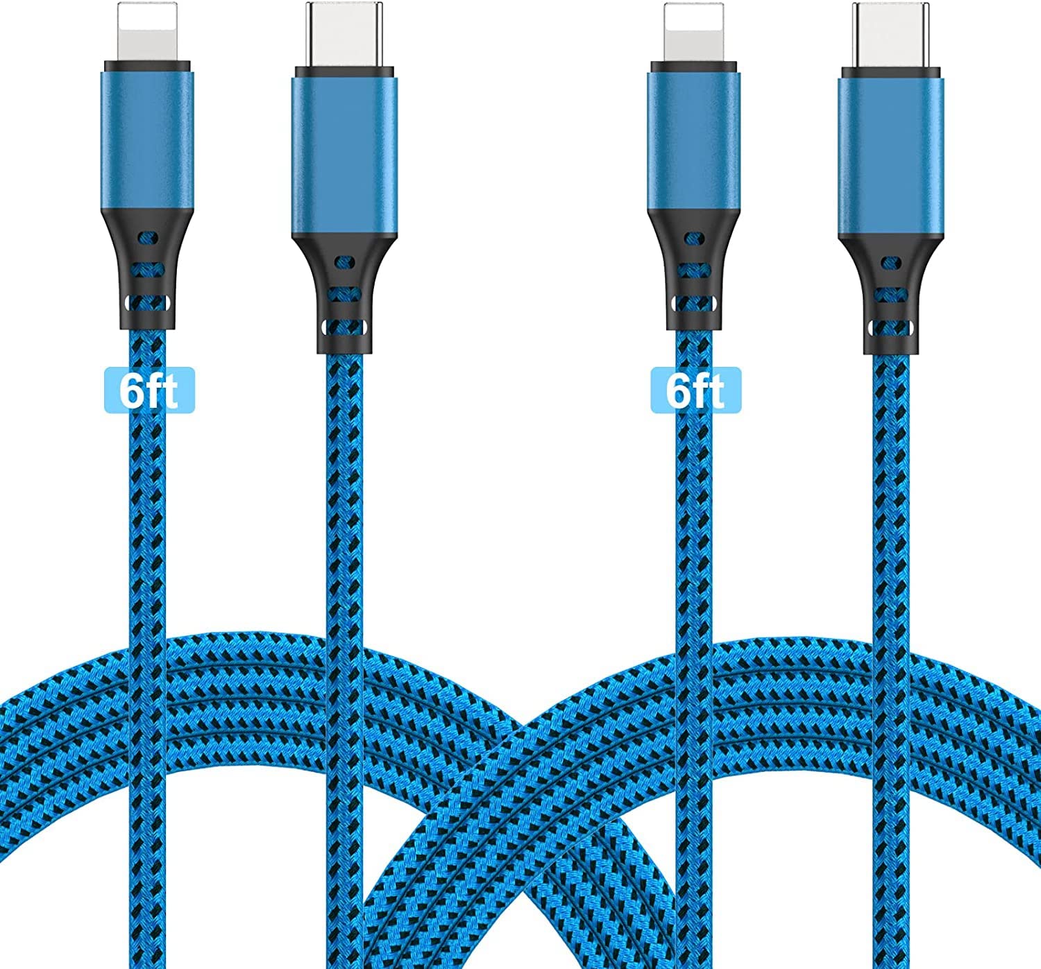 USB C to Lightning Cable 6FT 2Pack, [Apple MFi Certified] iPhone Charger Cable USB-C Braided Fast iPhone Type C Charging Cord for iPhone 14 13 13 Pro 12 Pro Max 12 11 X XS-Use with USB C Wall Charger