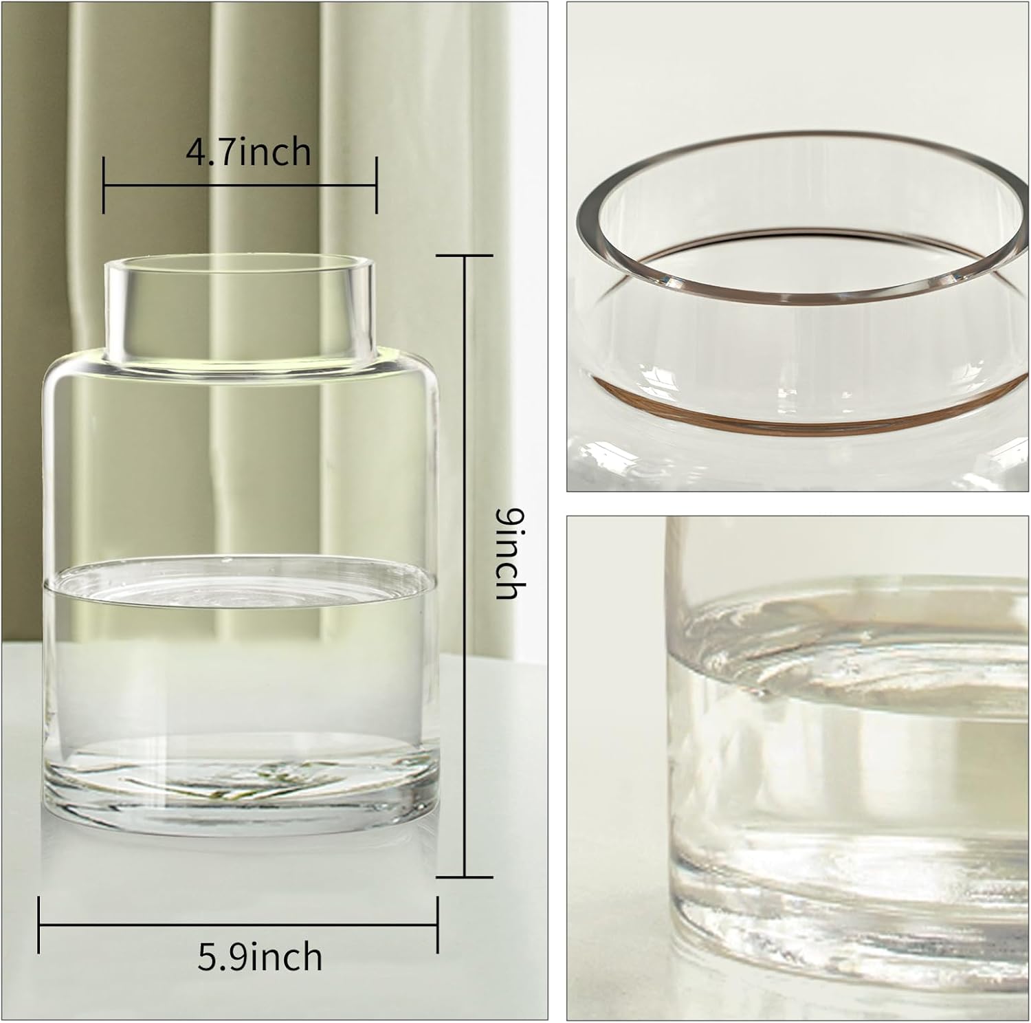 Clear Glass Vases Flower Vases for Centerpieces 9" Large Glass Cylinder Vase for Home Wedding Party Events Office Entryway Décor (Transparent) - Image 6