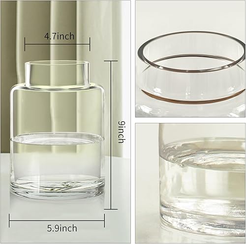 Miniatura 6 de Jarrones de vidrio transparente para centros de mesa, jarrón cilíndrico de vidrio grande de 9 pulgadas para el hogar, boda, fiesta, eventos,